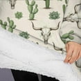 thumbnail image 3 of Oversized Wearable Blanket Hoodie,Beige Buffalo Skull Cactus Succulent Pattern Sherpa Blanket Hoodie with Super Pockets,Super Warm Fuzzy Pullover for Women & Men, 3 of 6