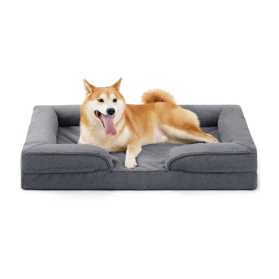 Orthopedic Dog Sofa Bed for Large Dogs, Supportive Egg-Crate Foam Pet Bed with Removable Washable Cover & Waterproof Lining, Grey , 35 * 23 * 6.5 Inch