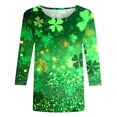 thumbnail image 4 of T-Shirt à Col Rond Imprimé de la Saint-Patrick pour Femmes, Manches Trois Quarts 3/4, Coupe Ample, 4 of 5
