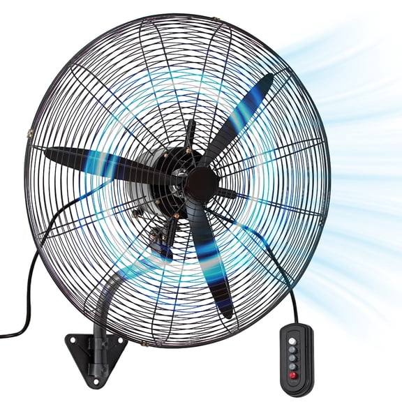 XYJBHB 24 Inch Wall Mount Fan with Oscillation , 3 - Speed Industrial Wall Fan up to 8900 CFM , High Velocity Heavy Duty Cooling Fan for Garage , Gym , Workshop , Indoor Outdoor Use , Black