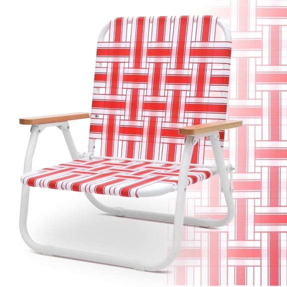 Sekey Portable Red Beach Chair, Lightweight Foldable Chair with Carry Bag for Camping, Picnics, Fishing, and Outdoor Events