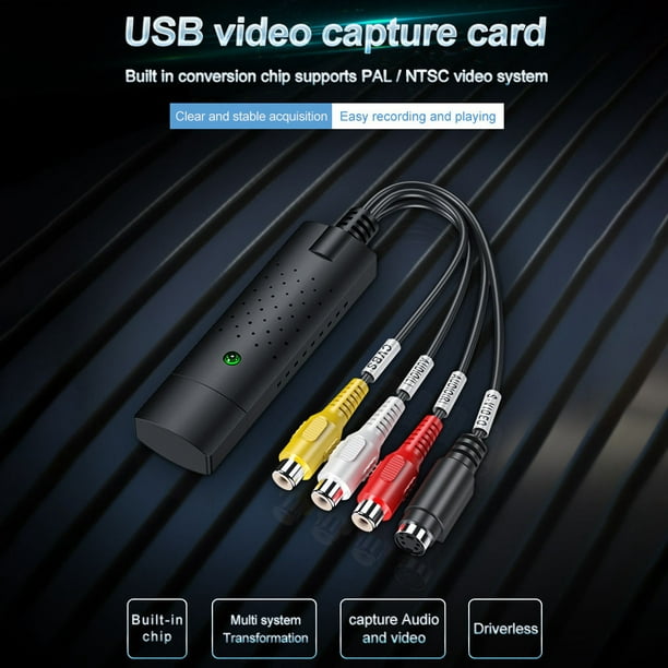 Vidéo Capture Audio Video USB 2.0 Convertisseur VHS Numérique Boîtier  d'Acquisition Capture Video de Magnétoscope Cassettes VHS C Hi8 Transfert  Enregistreur à DVD Compatible avec Win 10 