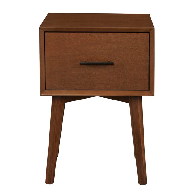 Alpine Furniture Flynn Wood 1 Drawer End Table in Acorn (Brown)
