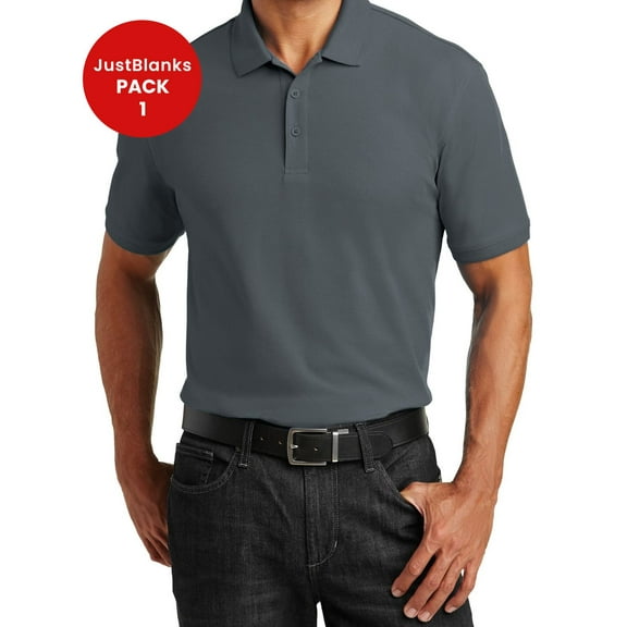 JustBlanks Core Classic Pique Polo Flat knit collar and cuffs 3-button placket with dyed-to-match buttons