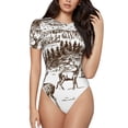 thumbnail image 1 of Balery Woodland Forest With Deers Body de cuello redondo de manga corta para mujer Tops de manga corta Tops básicos-Small, 1 of 7
