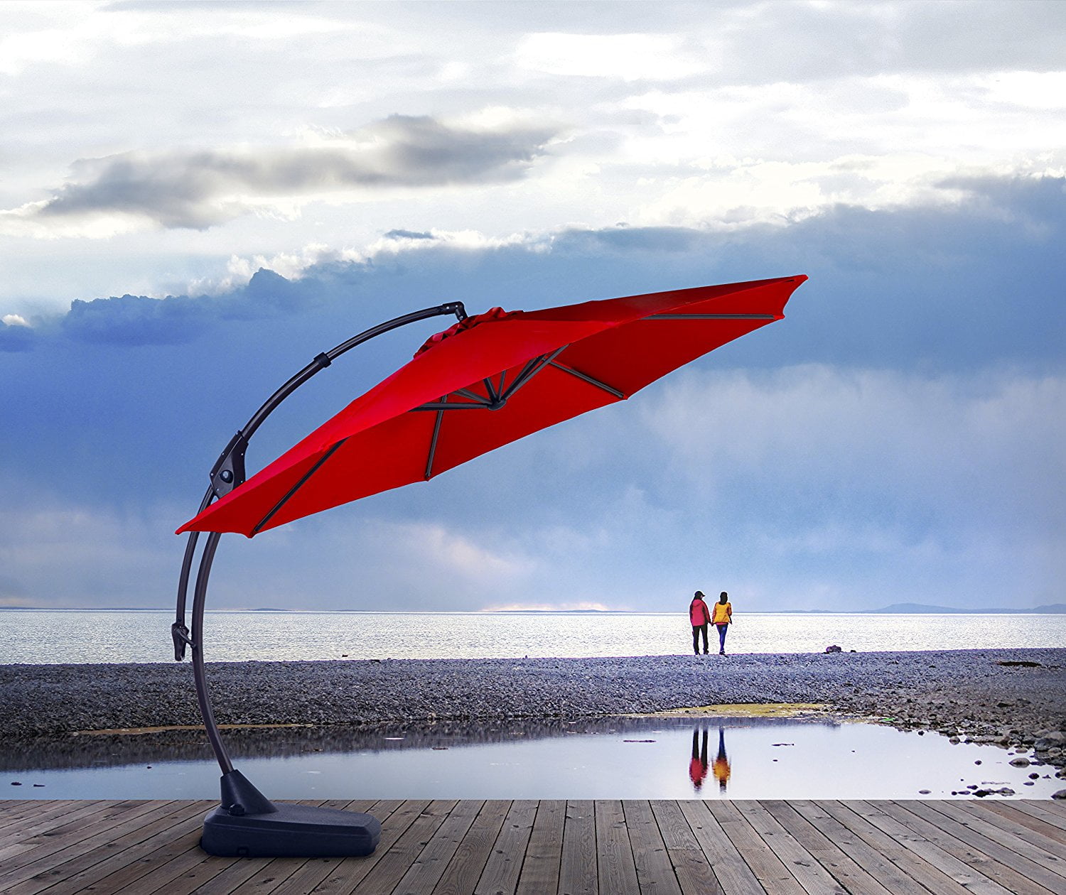 Grand patio 10 FT Patio Umbrella with Crank Handle and Base, 8 Ribs Large Curvy Aluminum... by Grand patio