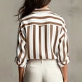 thumbnail image 5 of Horkkom Striped Shirt Women Long Sleeve Button Down Shirts Casual Loose Work Dress Shirts L, 5 of 7