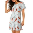 thumbnail image 2 of Honeii Koi Fish Corals,Spring Summer Print Women's Loose Short Sleeve Nightgown, Soft Cotton Sleepwear, Comfy Loose Fit Pajama Dress for Sleep and Lounge, 2 of 6