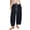 CP43_Navy, variant on Cropped Linen Barrel Pants for Women Drawstring Wide Leg Cotton Capris 2026 Casual Summer Boho Baggy Palazzo Trouser Green M