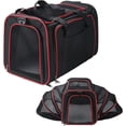 thumbnail image 1 of Bolsa de transporte transpirable y expandible para perros y gatos, bandolera plegable con colchón desmontable, jaula de transporte para camping, senderismo y viajes (mediana), 1 of 4