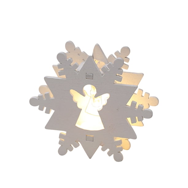 Decoraciones de Navidad Al Aire Libre Luzes de Cuerda de Copo de Nieve Led de Madera, Pequeña Casa Ahuecada con Batería para la Escena Del Supermercado, Luces Led para la Fiesta Del Dormitorio