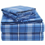 EnvioHome 160 GSM Durable Cotton Winter Flannel Sheet Set - 3 Pc - Twin, Plaid Forest
