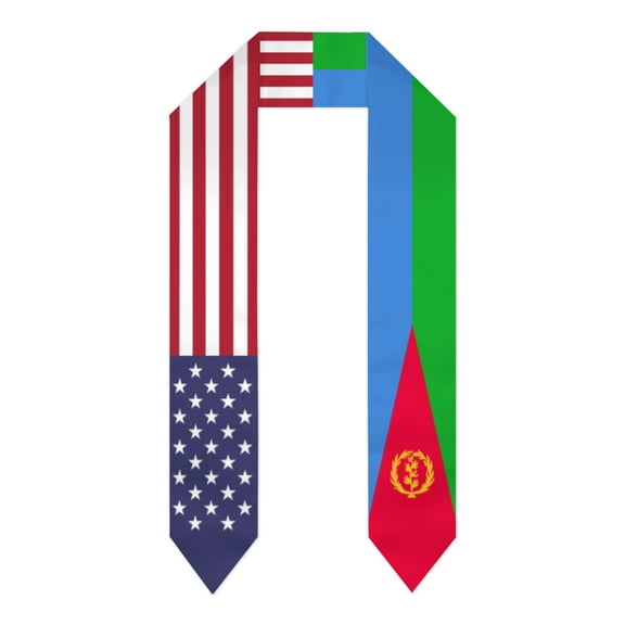 Eritrea & USA United States Flag Shawl Sash Stole Graduation Shawls Wraps Scraf For International Study