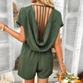 thumbnail image 2 of Women's Summer Jumpsuit 2025 Casual V Neck Wrap Ruched Short Sleeve Romper with Pockets Beach Travel Outfit, 2 of 2