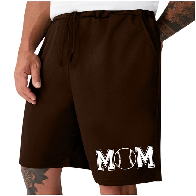 Puntoco Pantalones Cortos De Corte Clásico Para Hombre,Mom Hombres Con Cordones Elásticos Bolsillo Casual Deportes Fitness Pantalones Cortos Para El Hogar Pantalones Tres Cuartos Marrón M