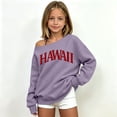 thumbnail image 2 of Shadoumai Girls Off The Shoulder Tops Fall Hawaii Letter Print Going Out Sweatshirt | Off The Shoulder Sweatshirts For Girl Long Sleeve Oversized Casual Loose Fit Pullover Y2K Going Out Tops, 2 of 6