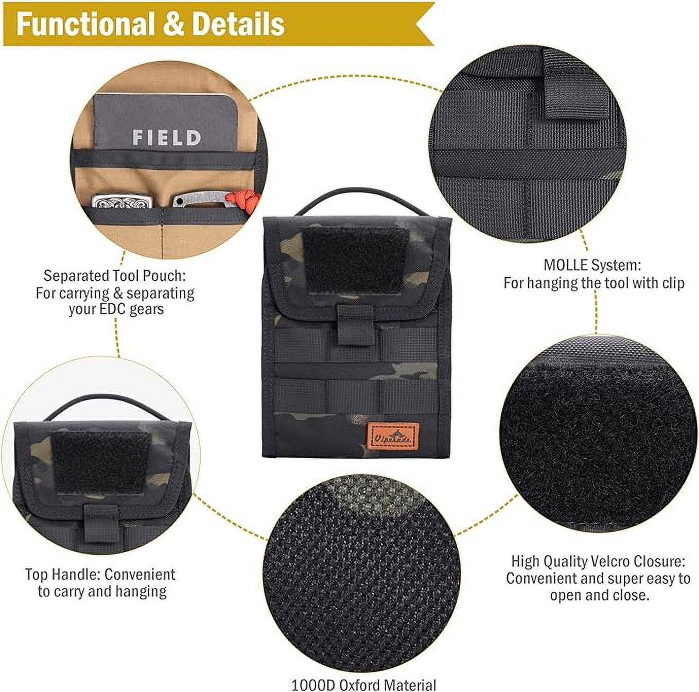 VIPERADE VE12 Folding EDC Organizer Pouch, Molle Tool Bag, Trifold Tool Pouch, Utility EDC Pocket Organizer for Outdoor and Daily