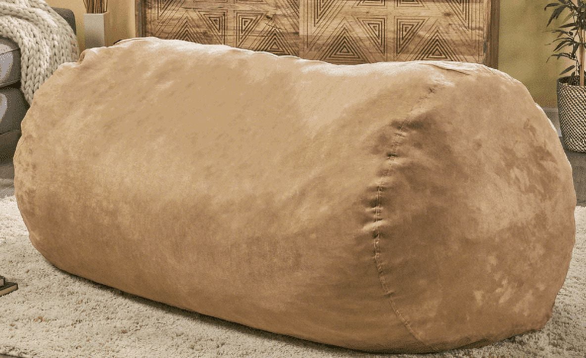Yoneston 8ft Cylindrical Bean Bag, Soft Plush Bean Bag with Removable Washable Cover & High-Density Foam Filled for Kids Adults Bedroom Living Room, Natural