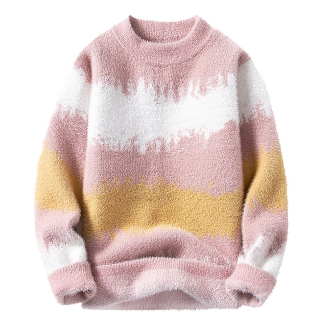 Admvng Chandails pour Hommes Décontractés à Col Rond, Couleur Unie, Blouse en Tricot à Manches Longues, Tailles M-3TG