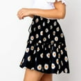 thumbnail image 4 of Mrat Women's Floral Print High Waist with Drawstring Ruffle FlaRed-A Boho a Line Mini Skirt S-39 Black L, 4 of 9