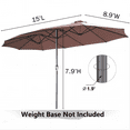 thumbnail image 3 of AECOJOY 15 Ft Patio Double Sided Umbrella Large Outdoor Umbrella in Brown, 3 of 7