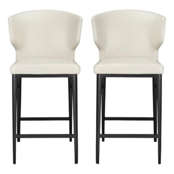 Home Square 2 Piece 26" Contemporary Counter Stool Set in Beige