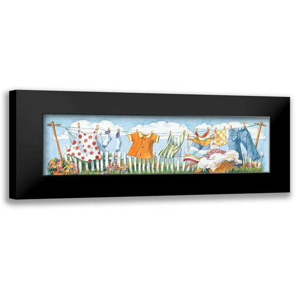 Unknown 14x7 Black Modern Framed Museum Art Print Titled - Laundry Day