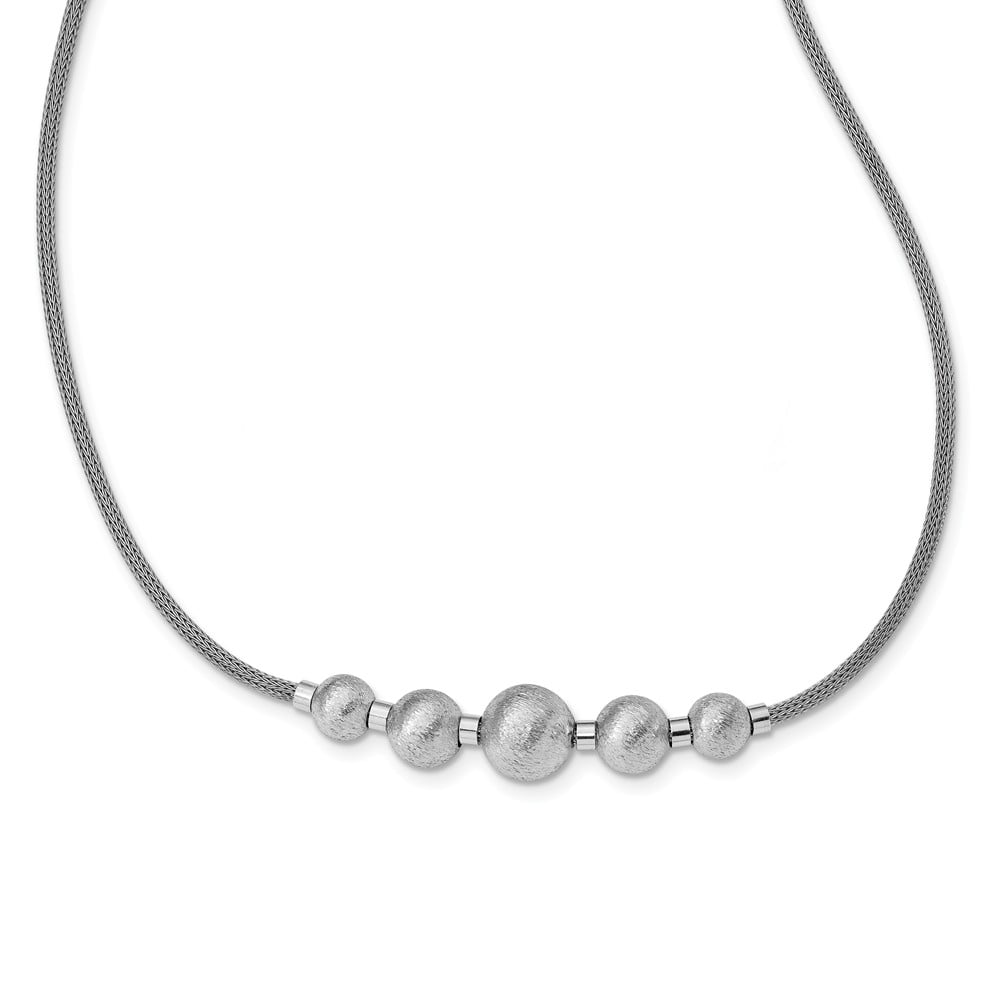 925 Sterling Silver Rhodium-plated Ovals 1in ext Necklace 16.5inch
