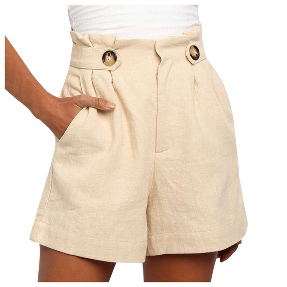 Sngxgn Running Shorts for Women, Mid Waisted Shorts with Liner Workout Shorts with Pocket(Beige,M)