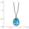 thumbnail image 2 of White Sterling Silver necklace with pendant (12) December Cubic Zirconia CZ Clear Sky Blue Topaz, 2 of 2