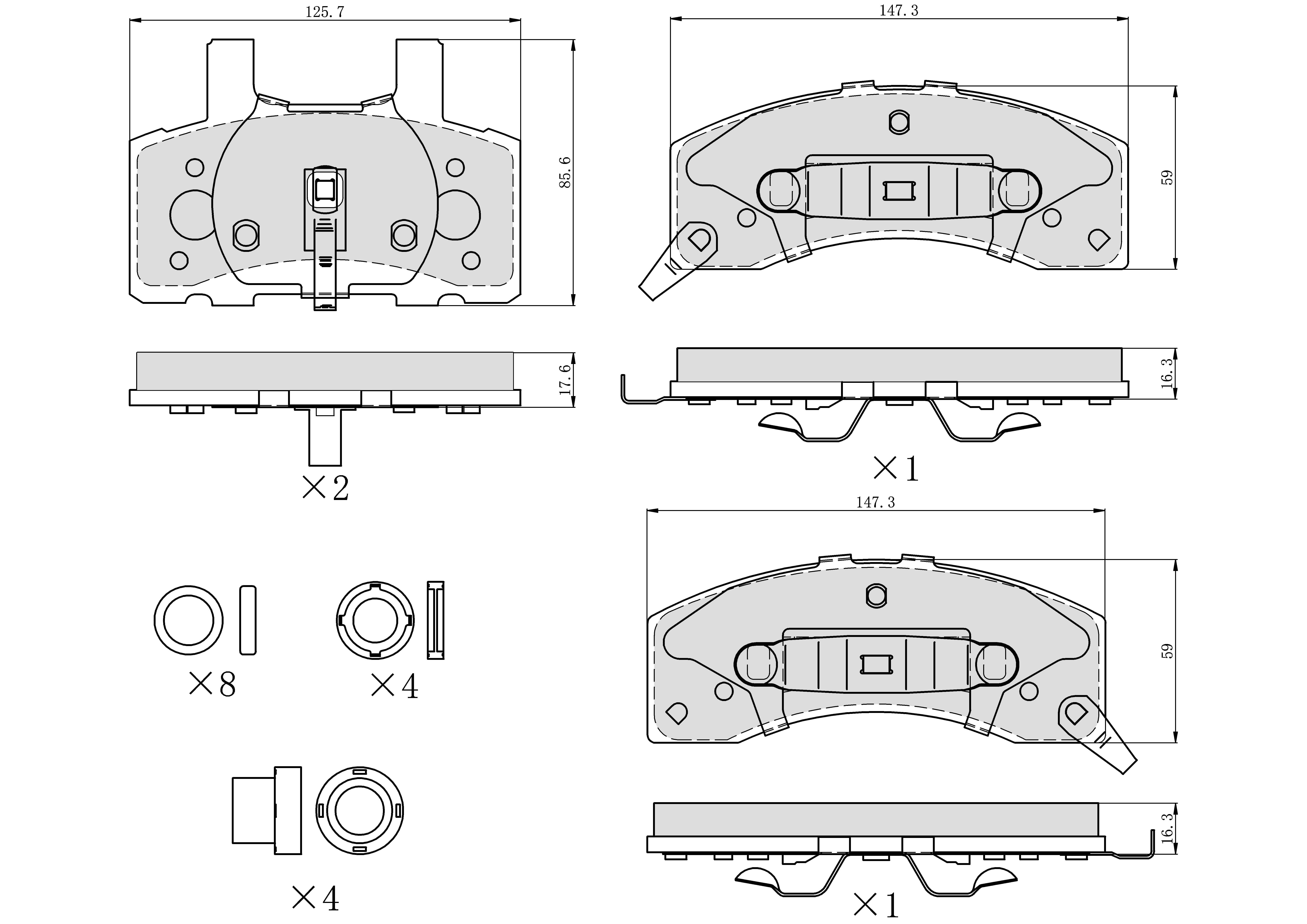 Winstop Brake Pad Set, Front WS.0370.0.C, Chevrolet C2500 2000-1988
