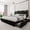 Black, variant on Honfach Full Bed Frame with 4 Storage Drawers, Upholstered Storage Bed with Charging Station, Wingback Storage Headboard, No Box Spring Needed, Dark Grey
