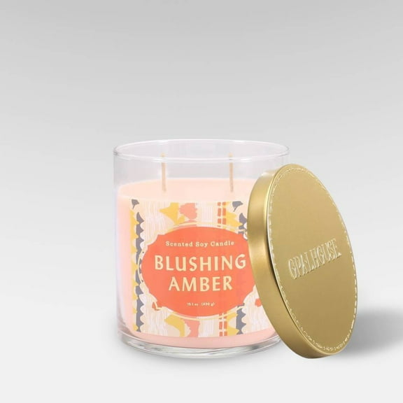 2-Wick Clear Glass Blushing Amber Lidded Jar Candle 15.1oz - Opalhouse™