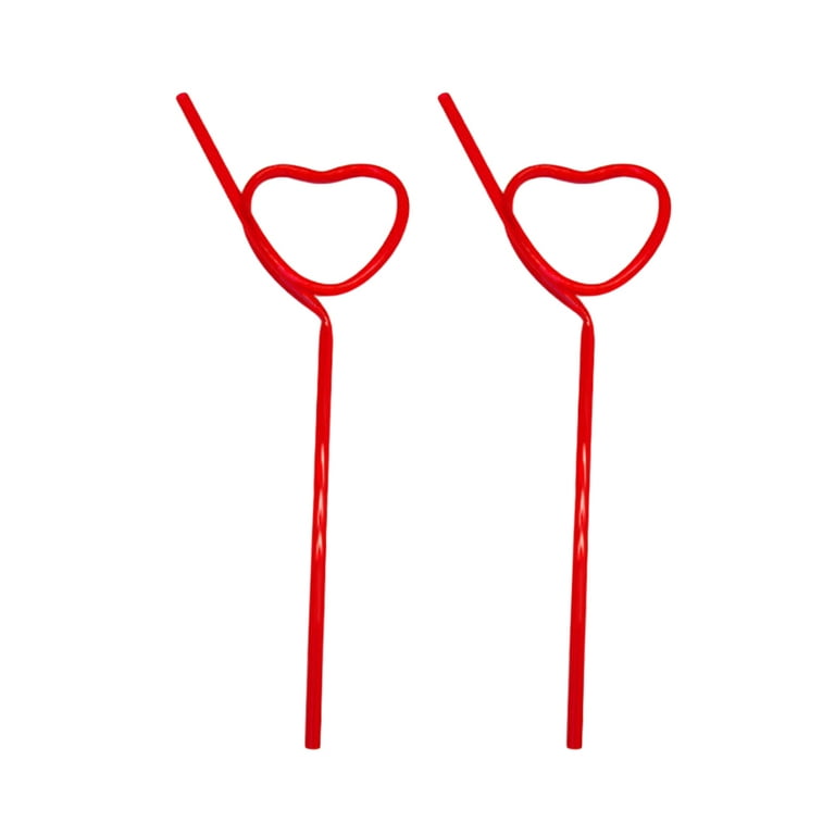 2pcs/set Stainless Steel Straw, Romantic Heart Design Drinking Straw For  Valentine's Day