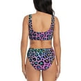 thumbnail image 3 of Kdxio Rainbow Animal Skin Print Women's 2 Piece High Waisted Wrap Spaghetti Strap Summer Swimsuit Bikini Set-X-Large, 3 of 7