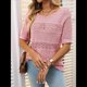 thumbnail image 5 of Suéteres de Corta para Mujer, Suéter de Cuello Redondo de Verano, Tops de Crochet. Rosa L, 5 of 10