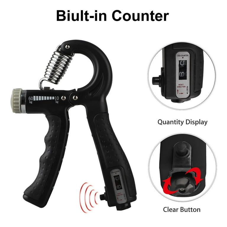 TSV Hand Grip Strengthener Adjustable Resistance 22 132lbs Finger Forearm Trainer Black Walmart