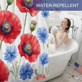 thumbnail image 6 of Independence Day Shower Curtain, 72" x 72", Red Blue Concubine Watercolor Flowers Waterproof Bathroom Curtain Washable Shower Curtain Set with 12 Hooks, 6 of 9