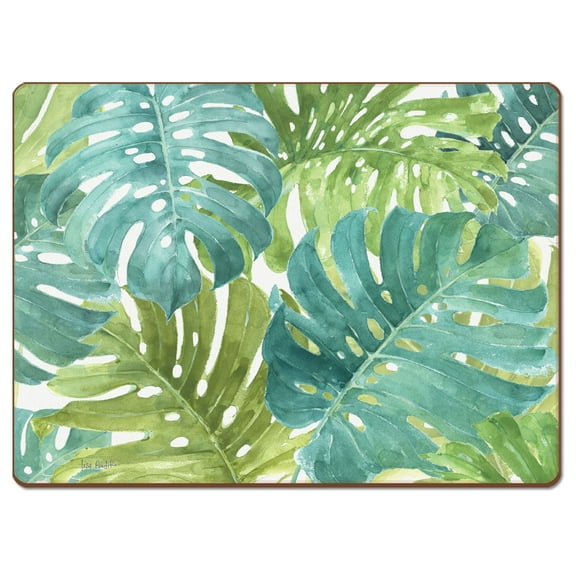 Cala Home "Tropical Green" Premium Decorative Hardboard Cork Back Tabletop Placemats 4 Pack