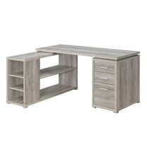Contemporary Style L-Shaped Office Desk, Gray