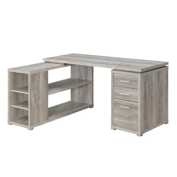 Contemporary Style L-Shaped Office Desk, Gray
