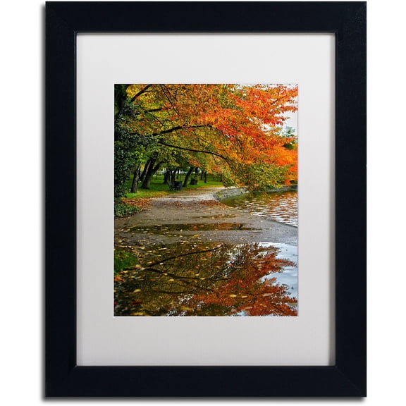 Trademark Fine Art "Tidal Basin Autumn 1" Canvas Art by CATeyes, White Matte, Black Frame