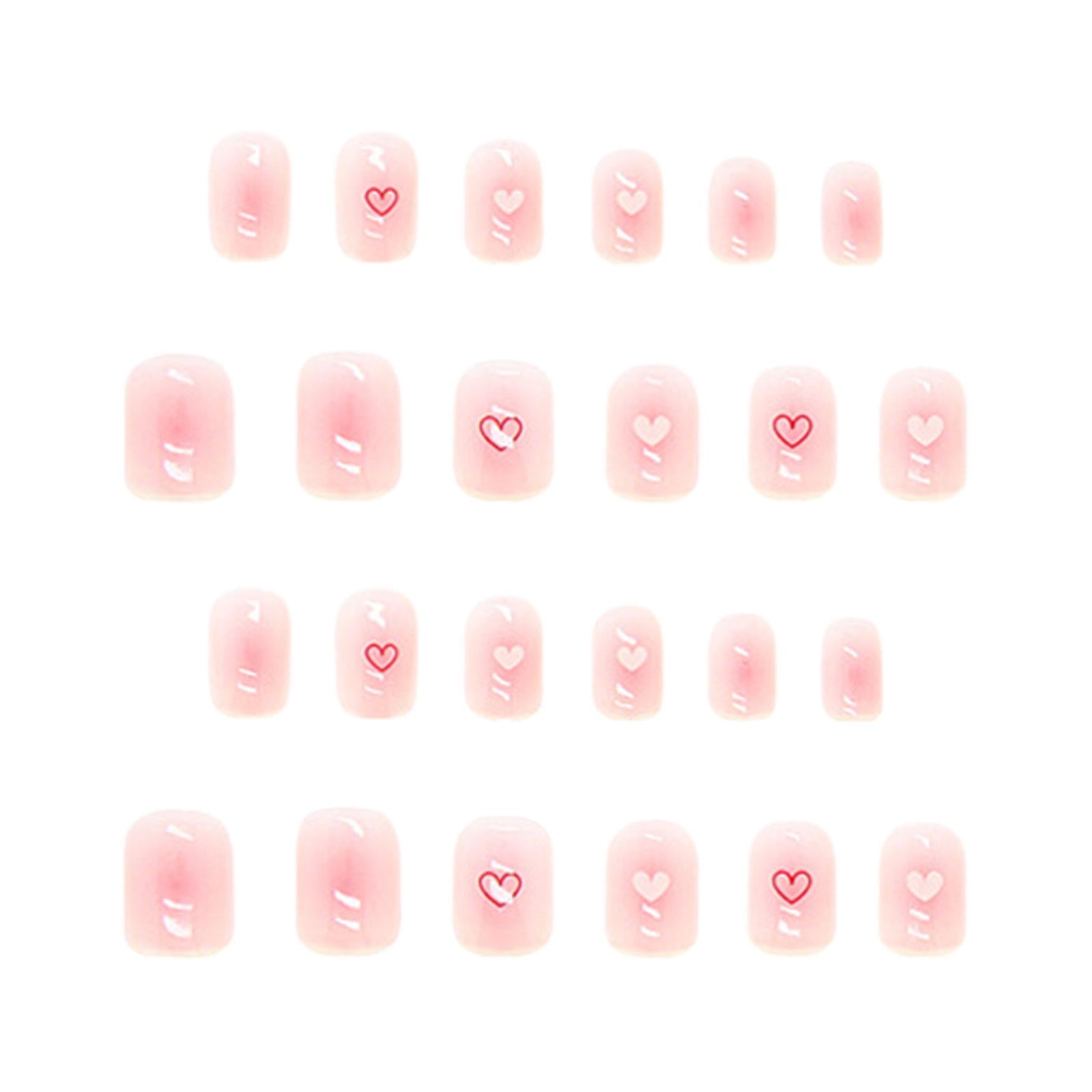 Gazechimp 6X 24Pieces Valentine's Day Press on Nails Red White Hearts Removable Practical