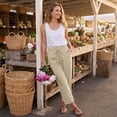 thumbnail image 7 of Womens Wide Leg Linen Pants Elastic Waist Lightweight Casual Flowy Palazzo Lounge Trousers with Pockets, XL, 7 of 7