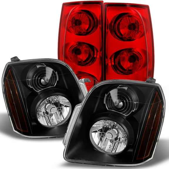 AKKON - For GMC Yukon XL 1500|2500 Black Headlights Tail Lights Driver Left & Passenger Right Replacement Pair