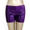 thumbnail image 4 of Byworldtasic Elastic High Waist Sequins Shorts for Women Solid Glitter Straight Leg Hot Bottom for Party Club Concert, 4 of 8