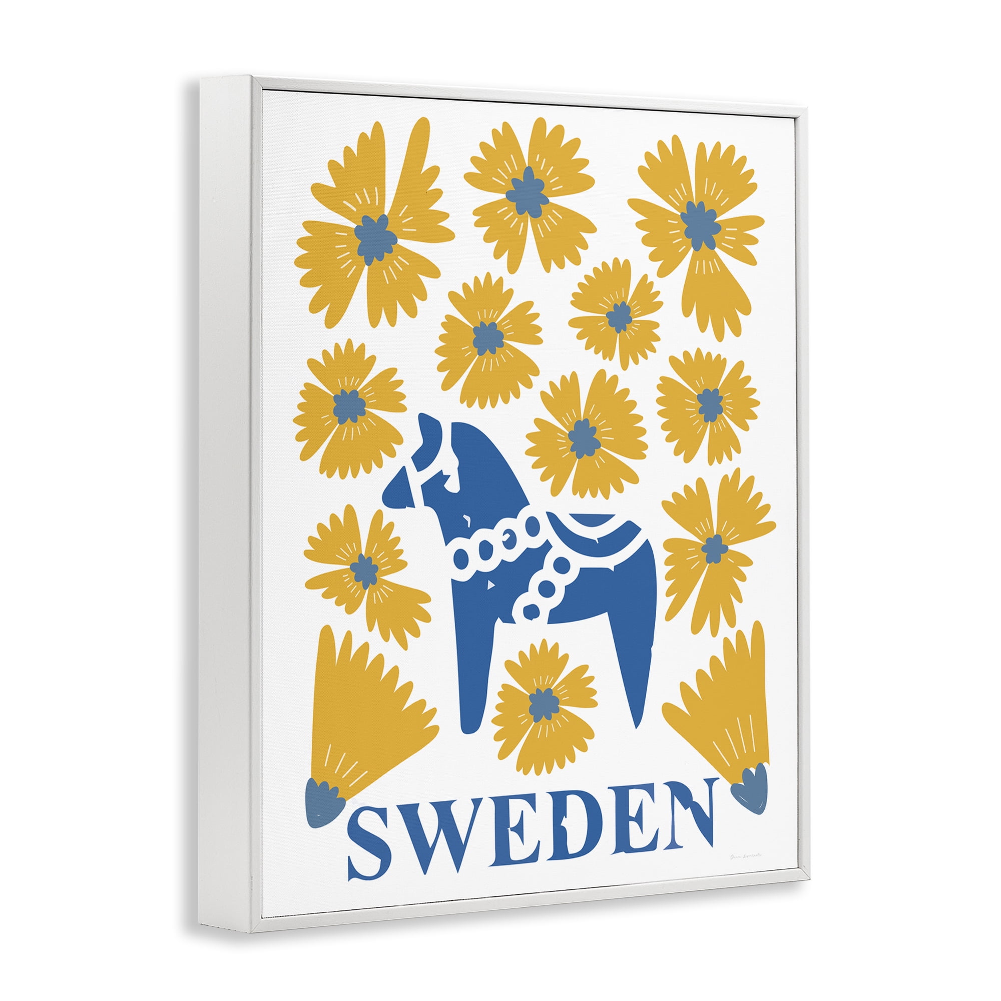 Stupell Industries Swedish Folk Flowers White Framed Giclee Art, design by Omar Escalante