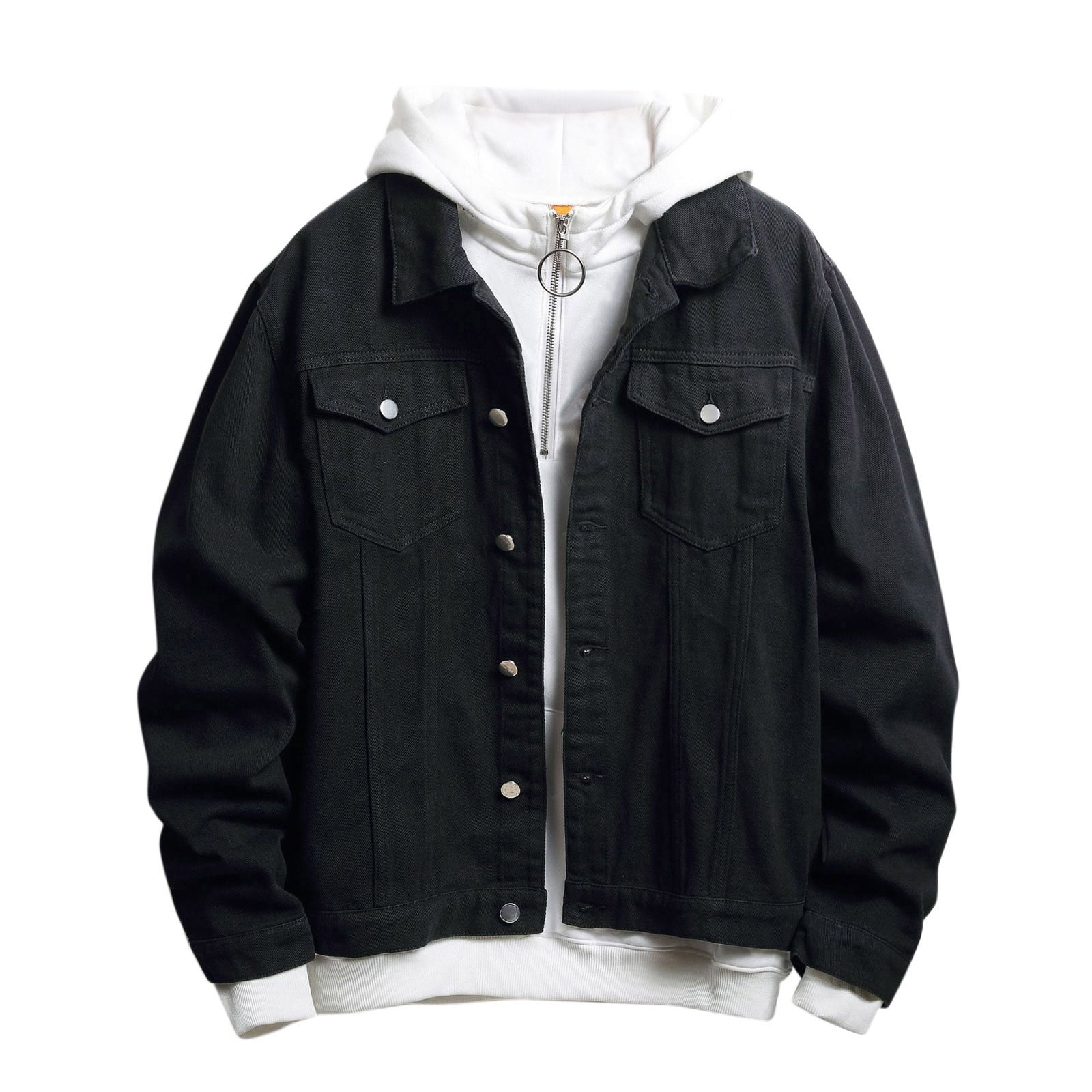 Black jean jacket mens big and tall discount