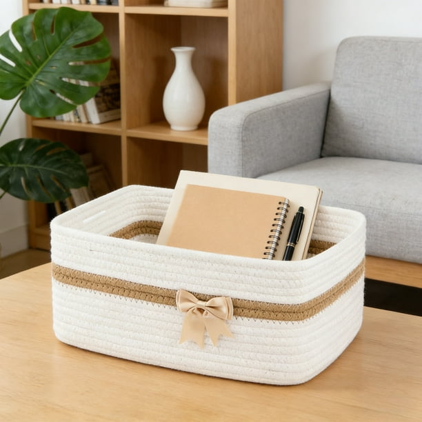 Cesta de almacenamiento de algodón Cesta de almacenamiento de regalo navideño con embalaje Contenedor de almacenamiento tejido Organizadores de armario para guardar ropa y almacenamiento Elementos ese