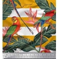 thumbnail image 1 of Soimoi Rayon Fabric Tropical Leaves,Stripe & Parrot Bird Print Fabric by the Yard 42 Inch Wide, 1 of 3